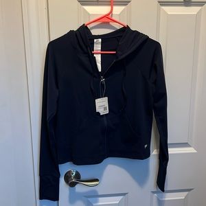 NWT fabletics small deep navy cropped zip up
